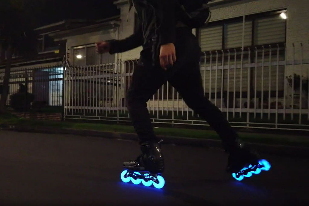 blue inline skate luminous light up led inline skate wheels